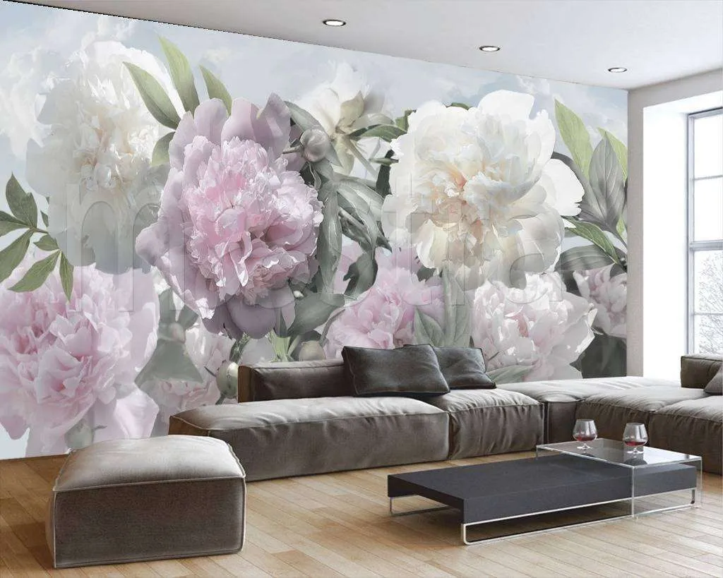 Фотообои Пионы светлый фон  7-984