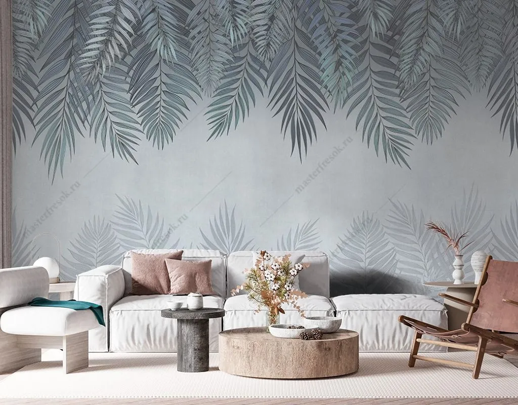 Фотообои в интерьере пепельные перья  9-1642 фото