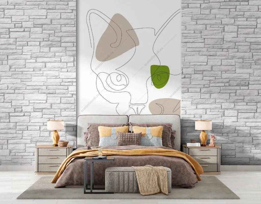 Фотообои в интерьере графика. кот  12-1485 фото