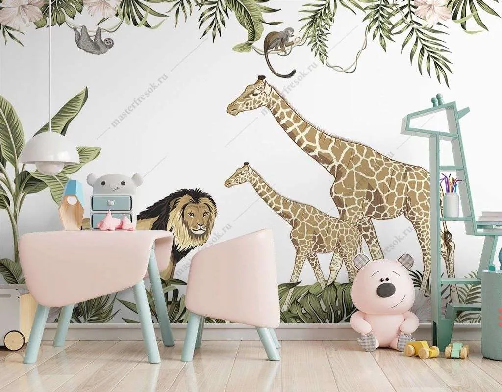 Фотообои в интерьере два жирафа  14-414 фото