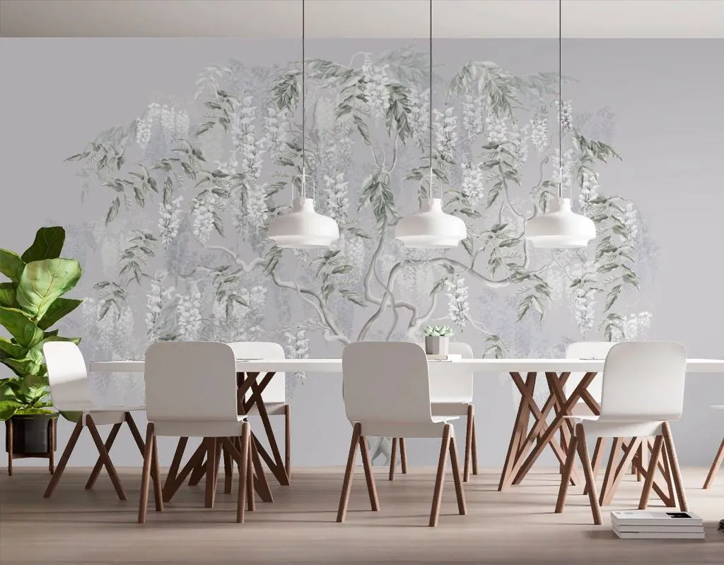 Фотообои в интерьере цветущая глициния  13-732 фото