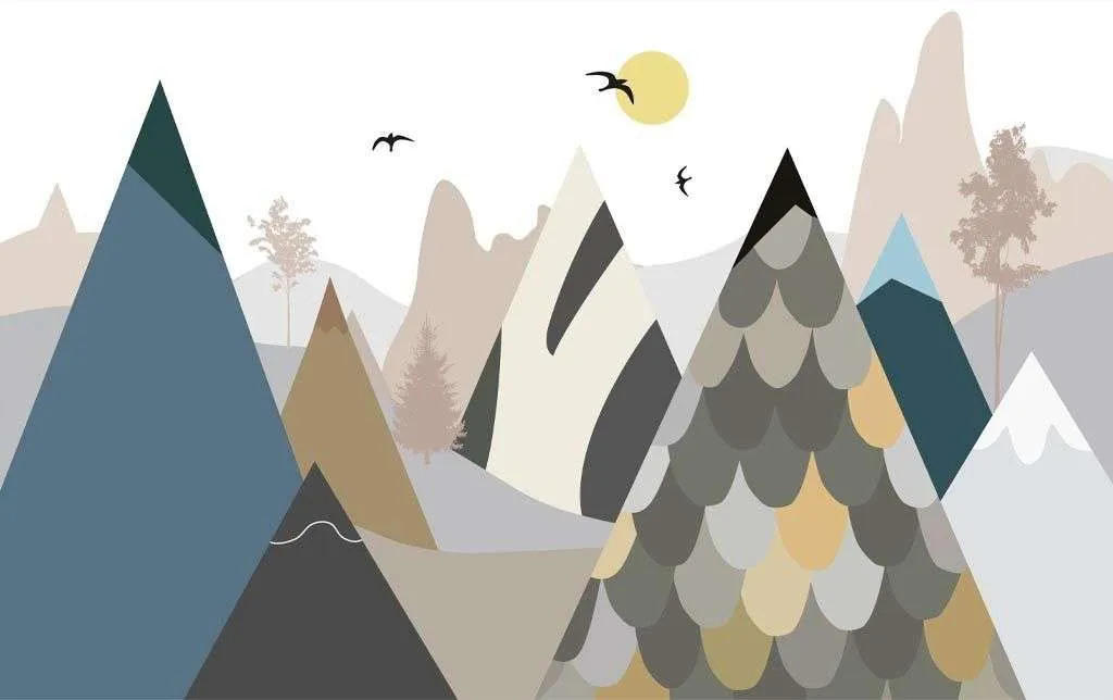 Фотообои в интерьере разноцветные холмы  14-614 фото