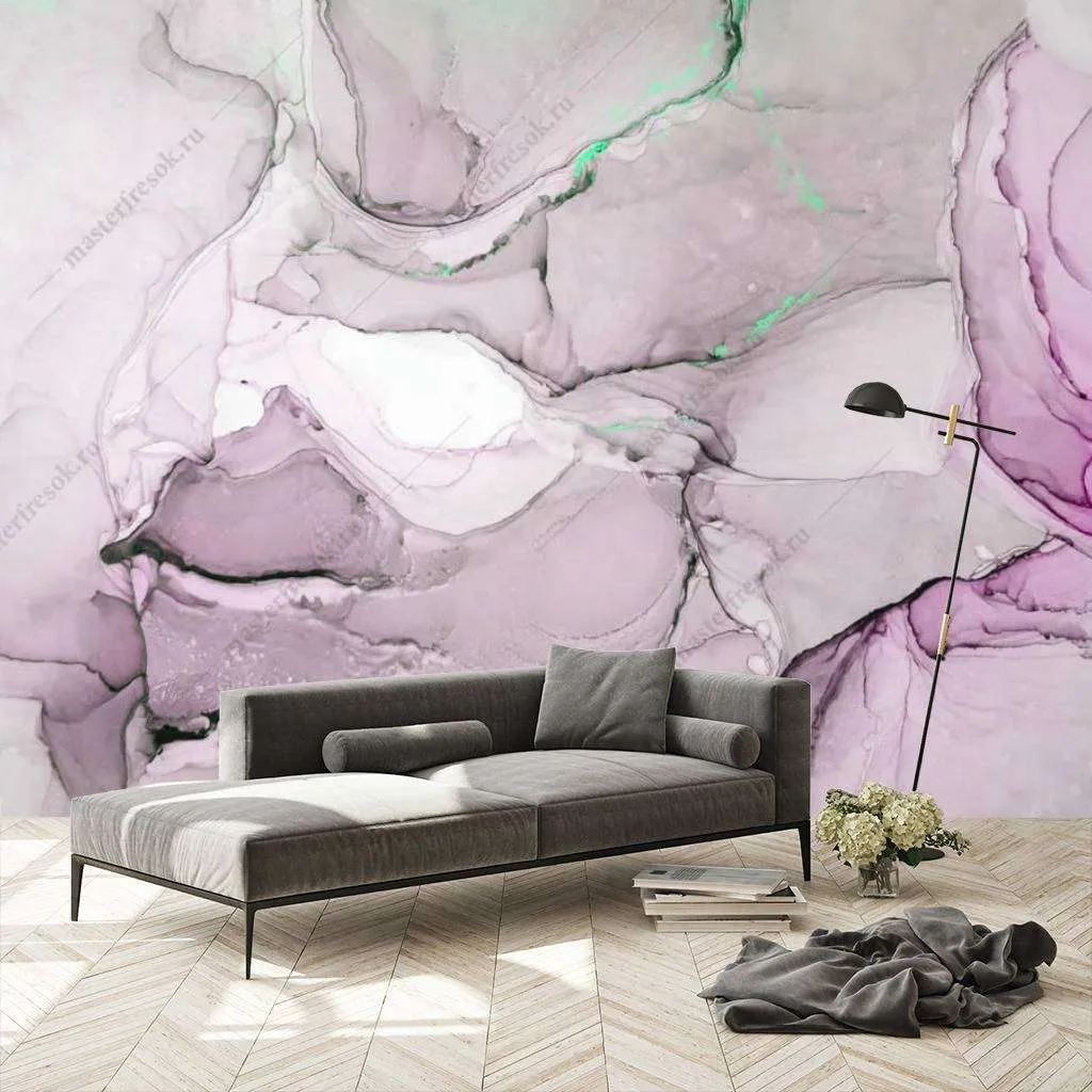 Фотообои Флюид арт серо-фиолетовый  9-1024