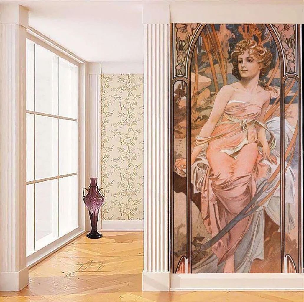 Фотообои в интерьере альфонс мария муха – пробуждение  8-183 фото