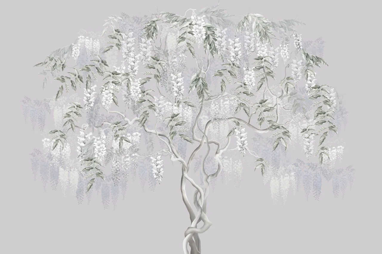 Фотообои в интерьере цветущая глициния  13-732 фото