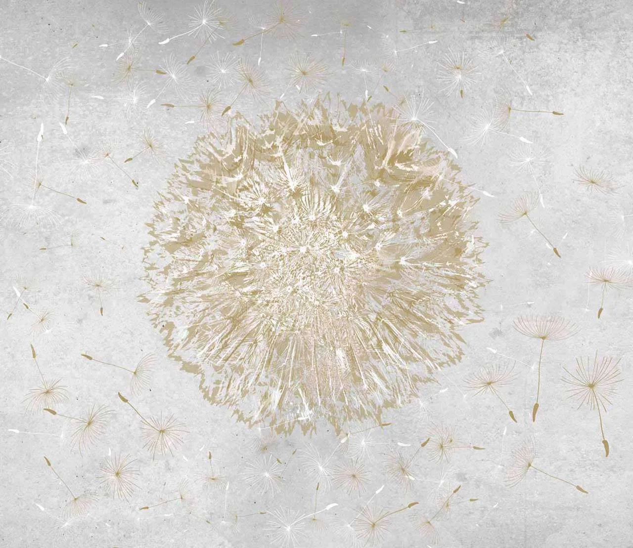 Фотообои в интерьере одуванчик золотой  7-744 фото