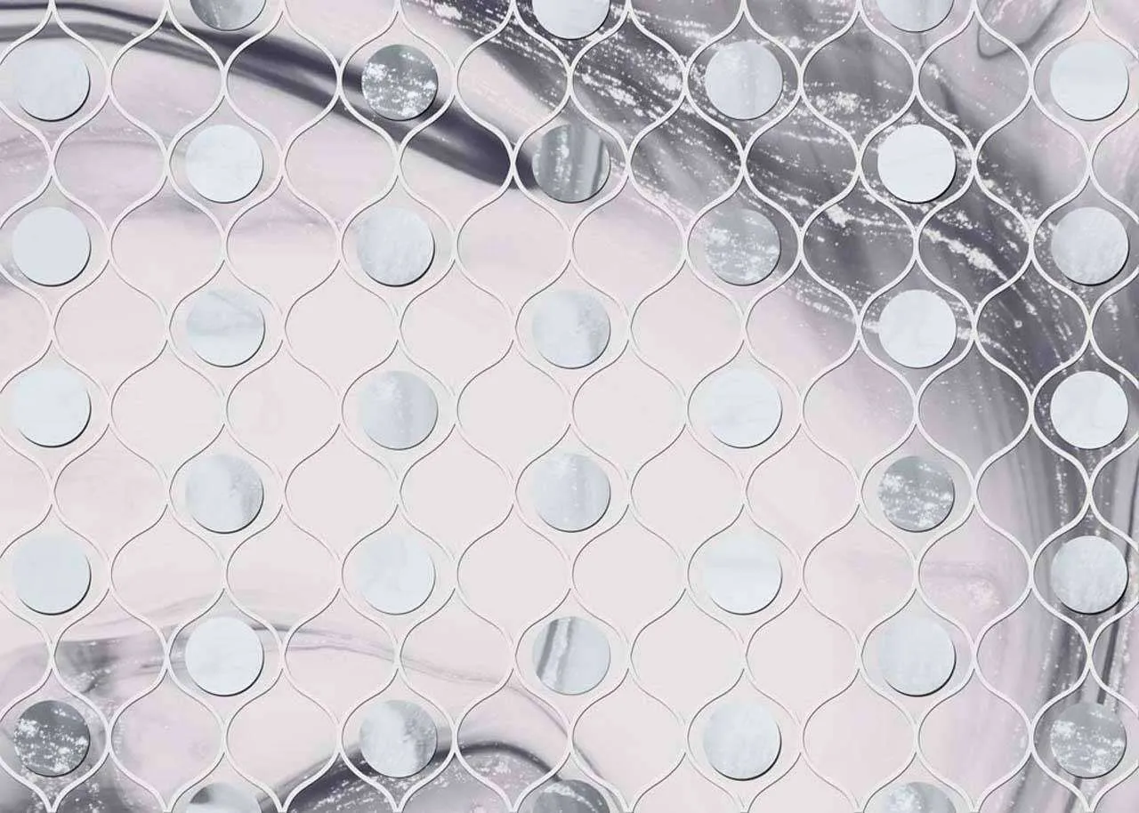 Фотообои в интерьере сетка с кружочками в ячейках  7-977 фото