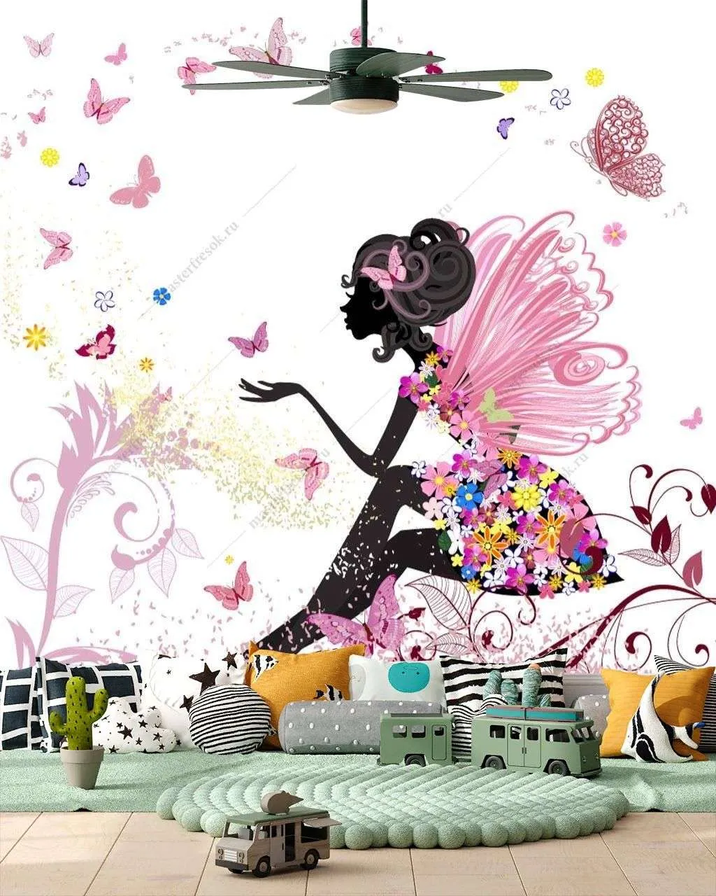 Фотообои в интерьере фея с бабочками  12-1241 фото