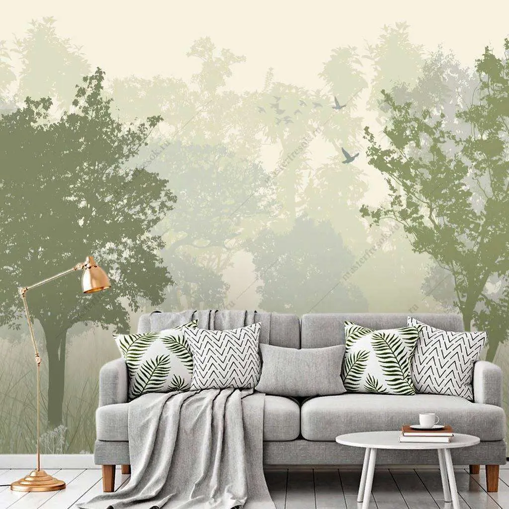 Фотообои Бесшовные обои на стену:  Силуэт леса. Артикул: 14-132  