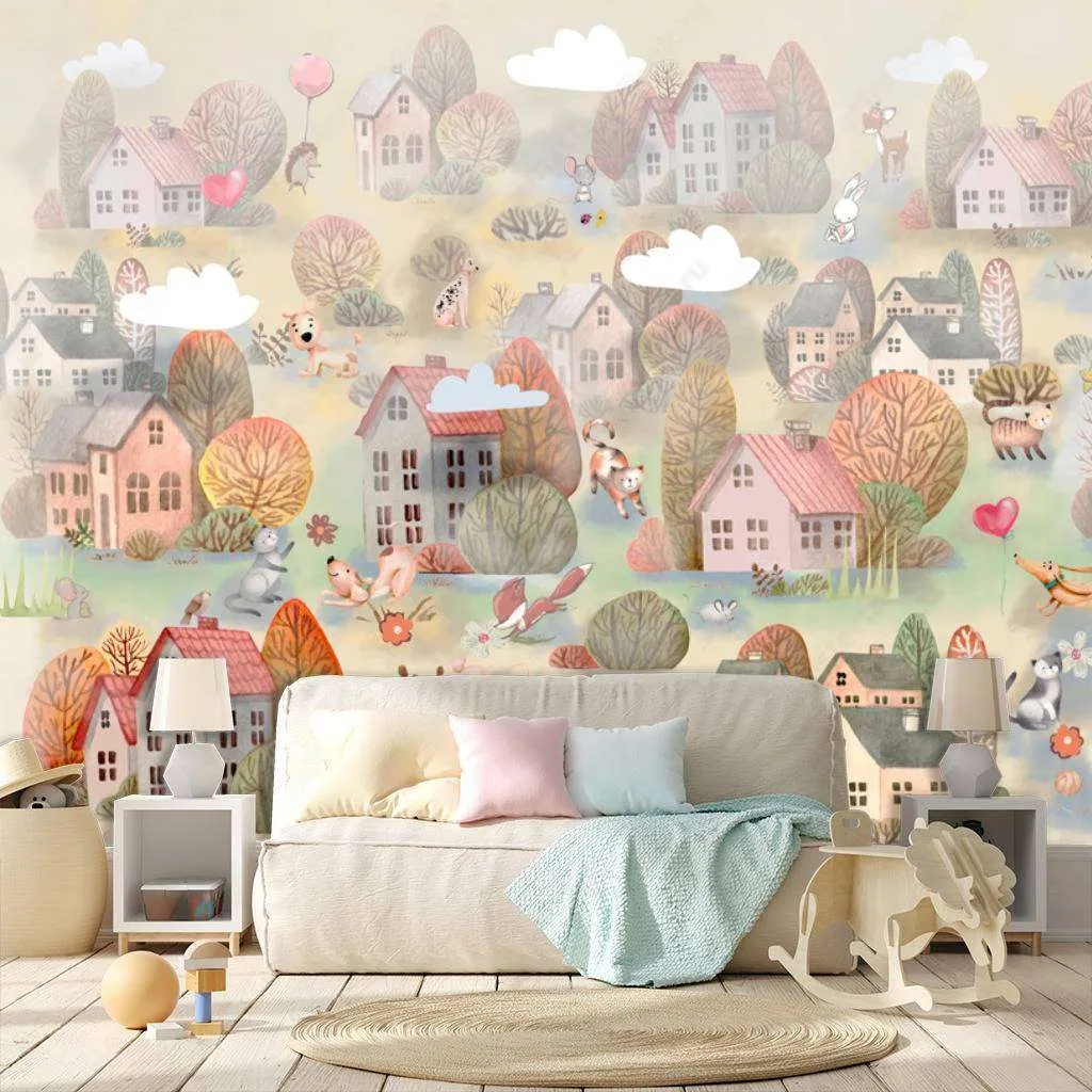 Фотообои в интерьере домики в детскую  13-211 фото