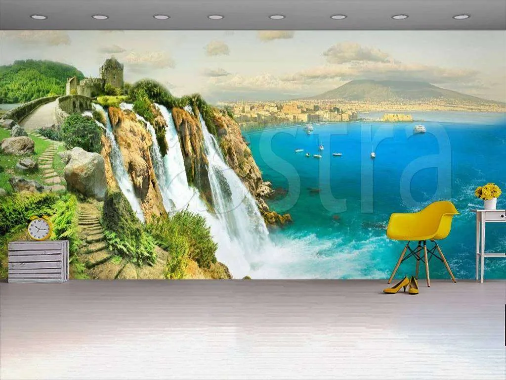 Фотообои в интерьере фантастически красивый водопад  5-003 фото