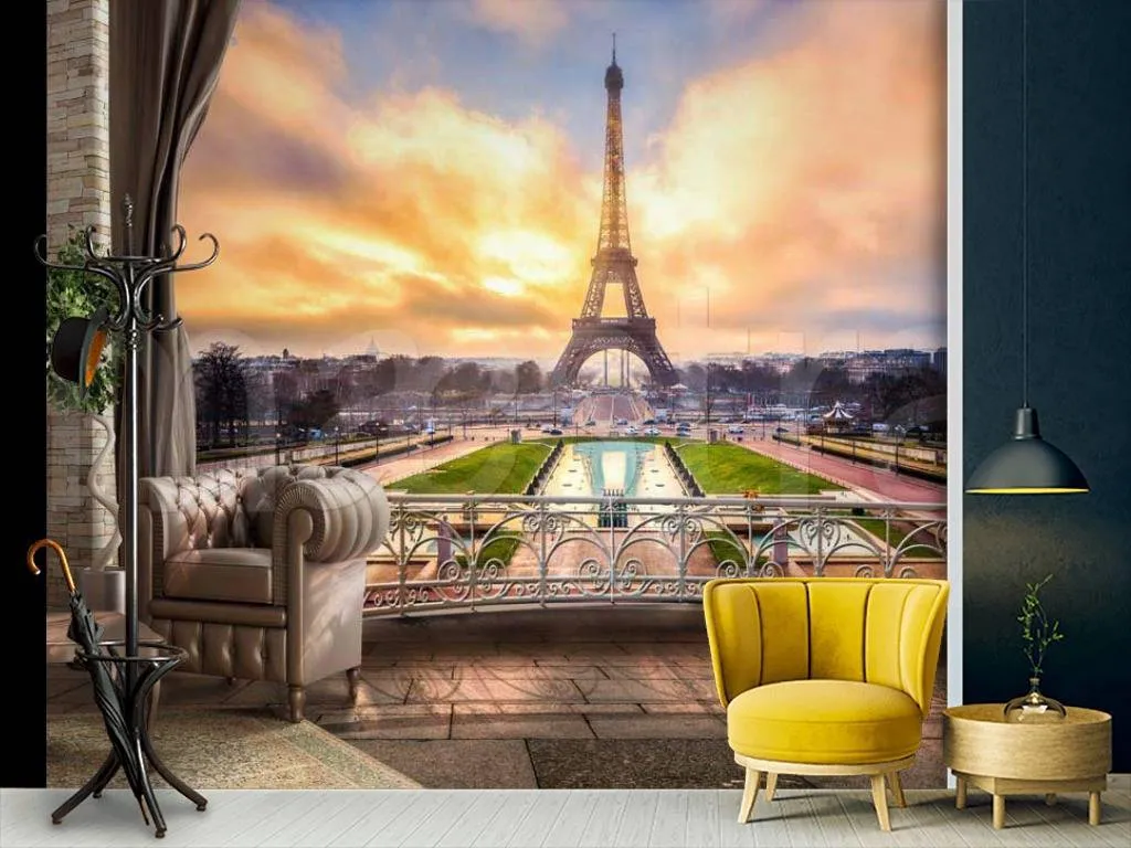 Фотообои Окно с видом на эйфелеву башню  6-133