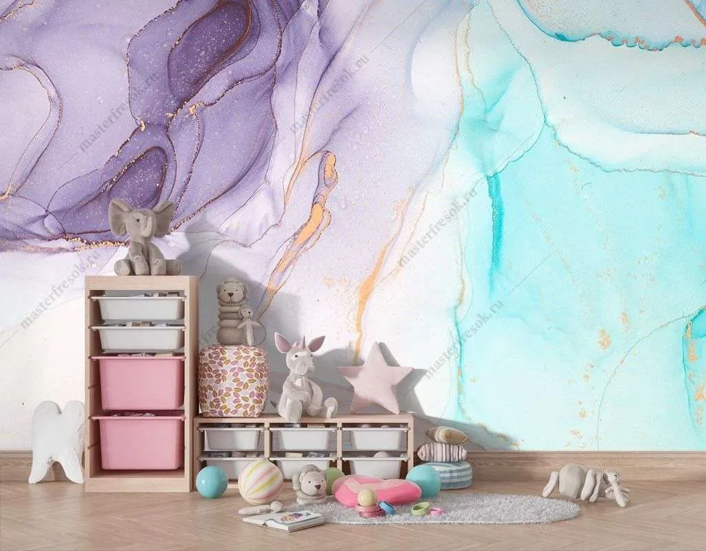 Фотообои в интерьере акварельный фон разводы  9-1515 фото