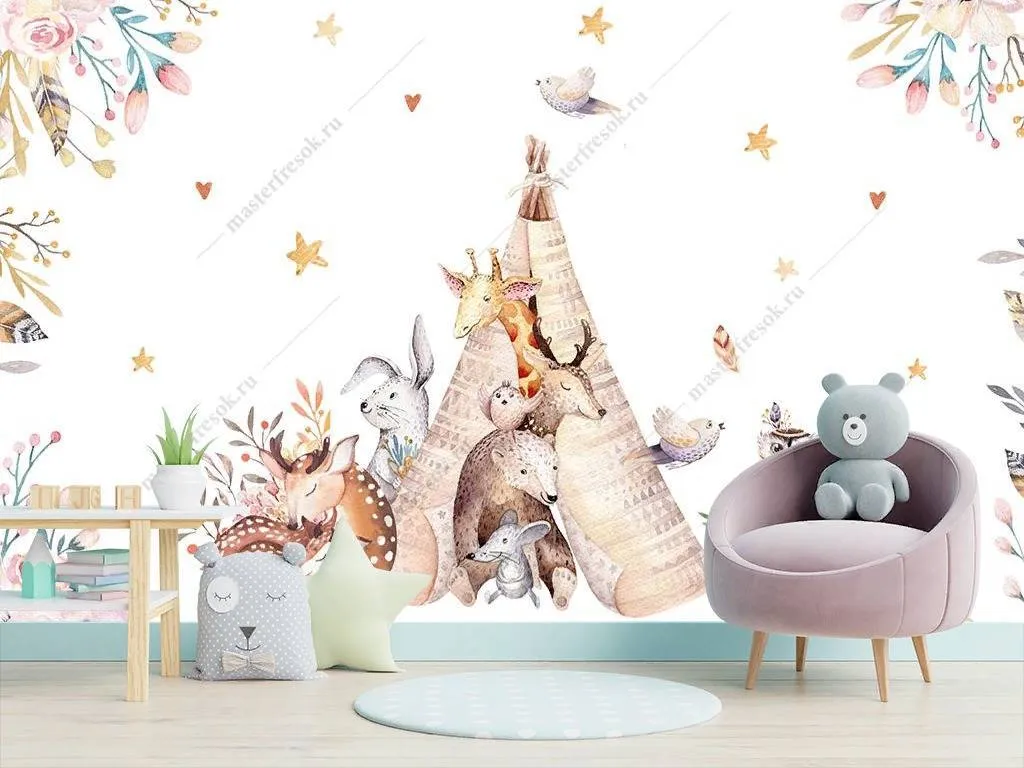 Фотообои Зверята на поляне  14-061