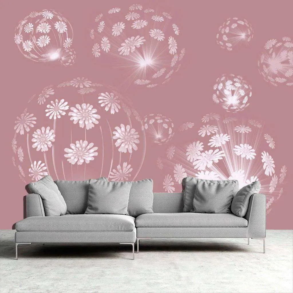 Фотообои в интерьере одуванчики 3д  13-076 фото