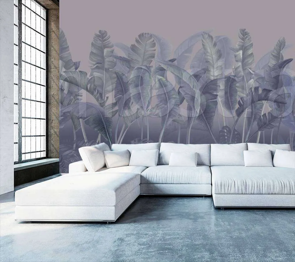 Фотообои Листья в синих тонах  7-874