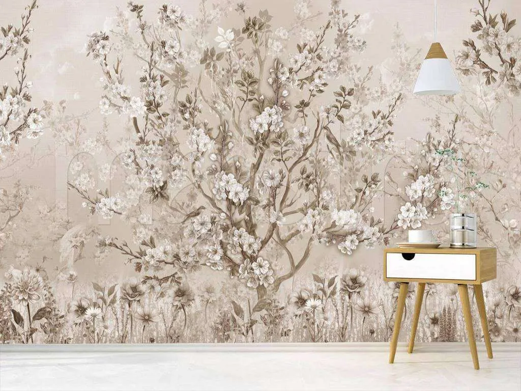 Фотообои в интерьере коричневый куст  7-922 фото