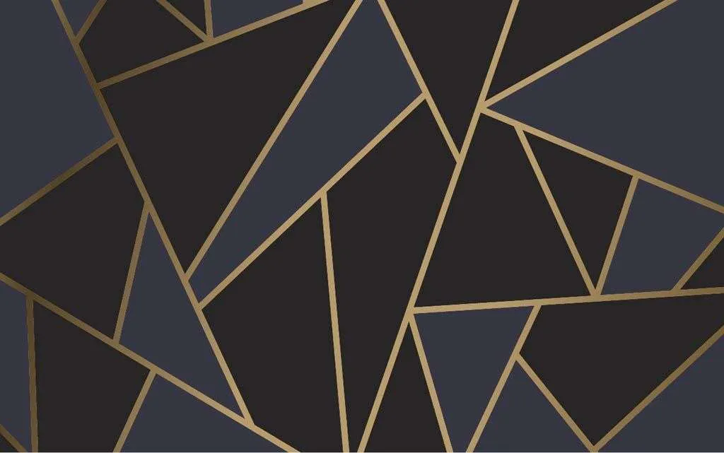 Фотообои в интерьере золотые треугольники на черном фоне  9-1492 фото