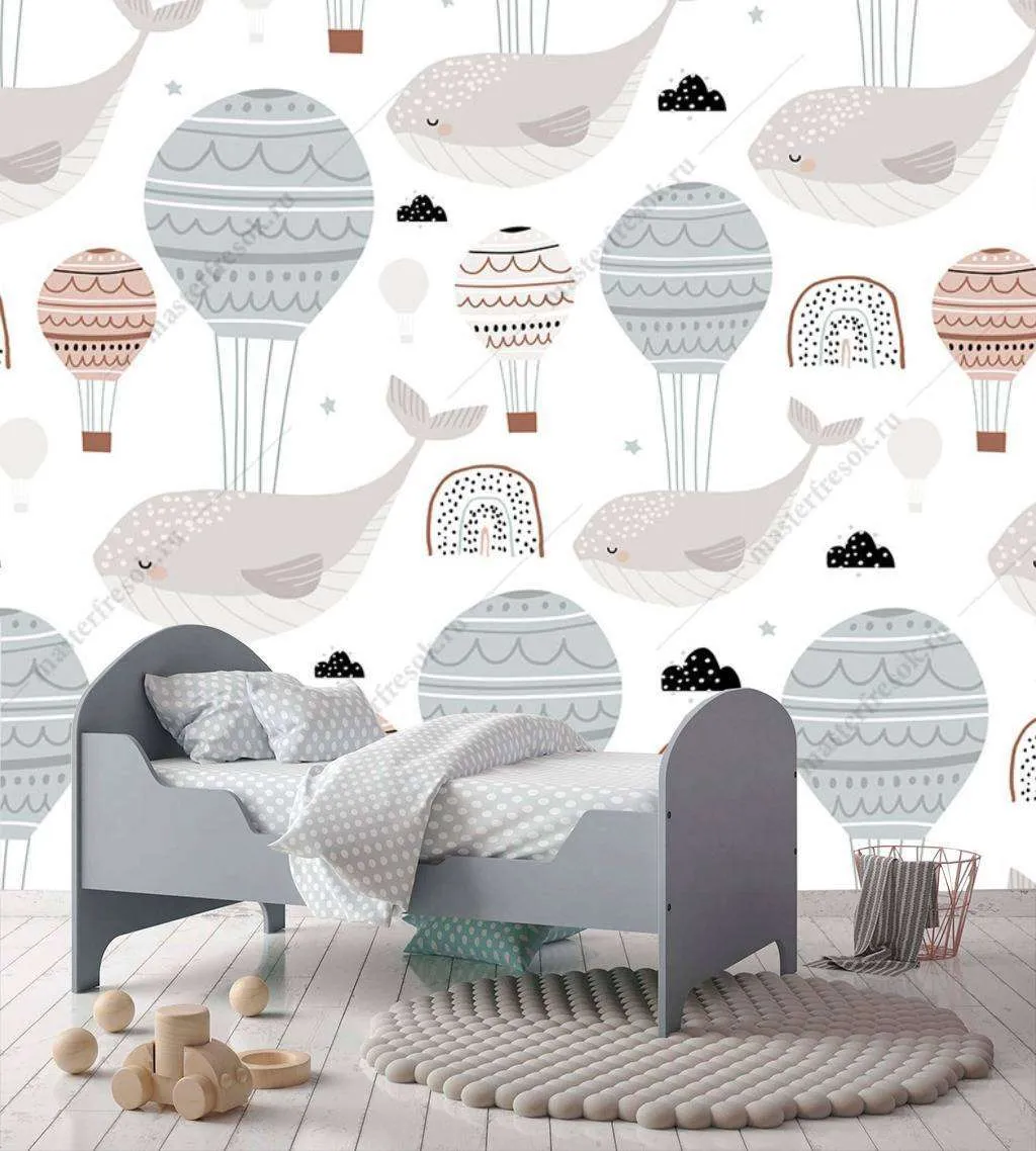 Фотообои в интерьере киты и шары  12-698 фото