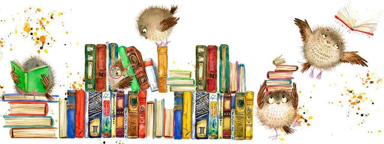 Фотообои в интерьере птицы сидят на книгах на белом фоне  12-363 фото