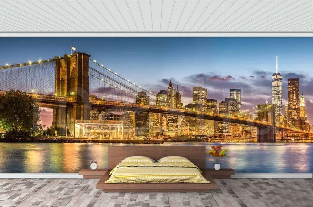 Фотообои Ночной бруклинский мост панорама  9-828