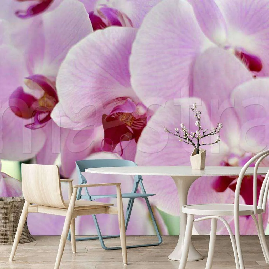 Фотообои в интерьере розовые орхидеи  9-079 фото