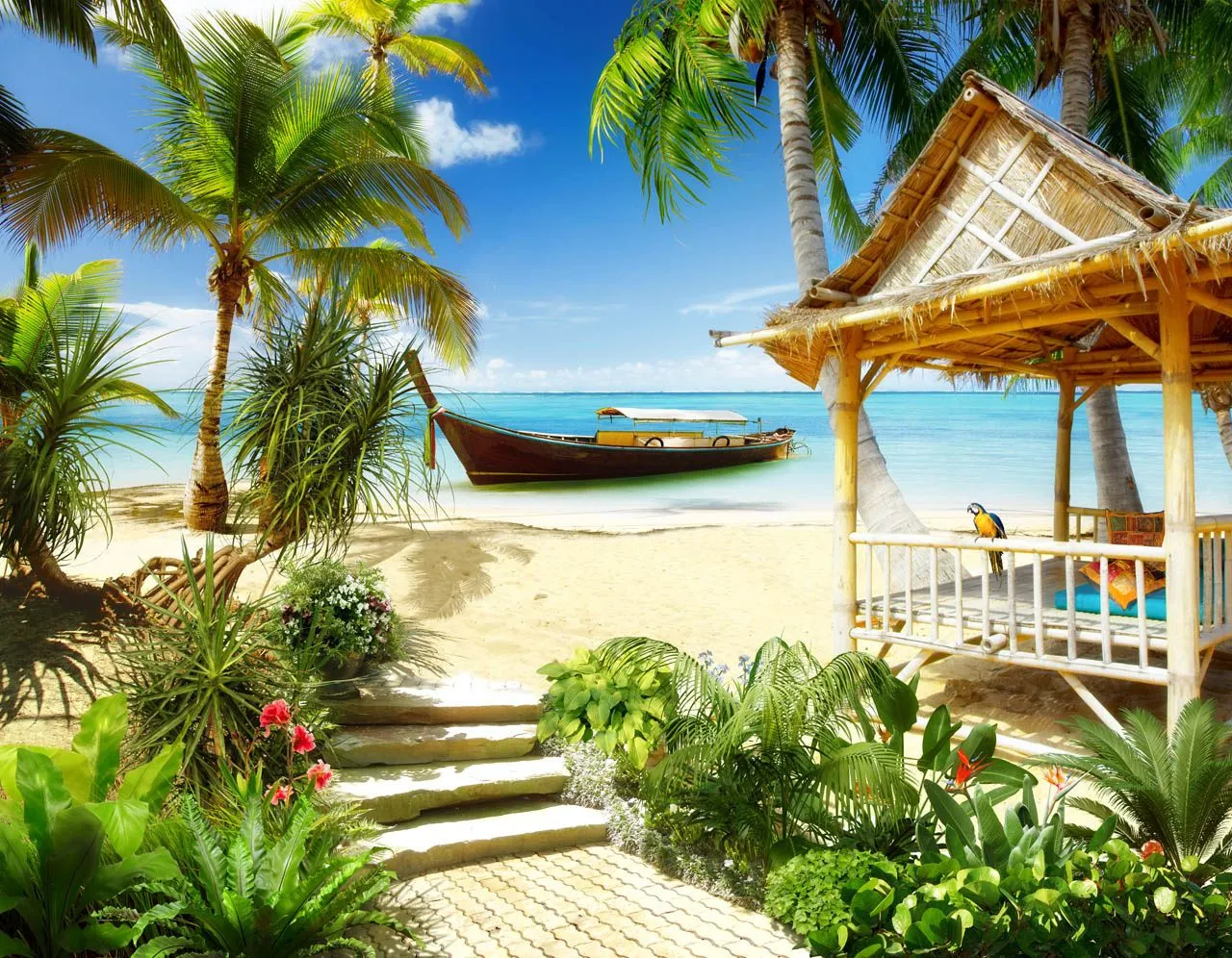 Фотообои в интерьере песчаный пляж  19-0166 фото