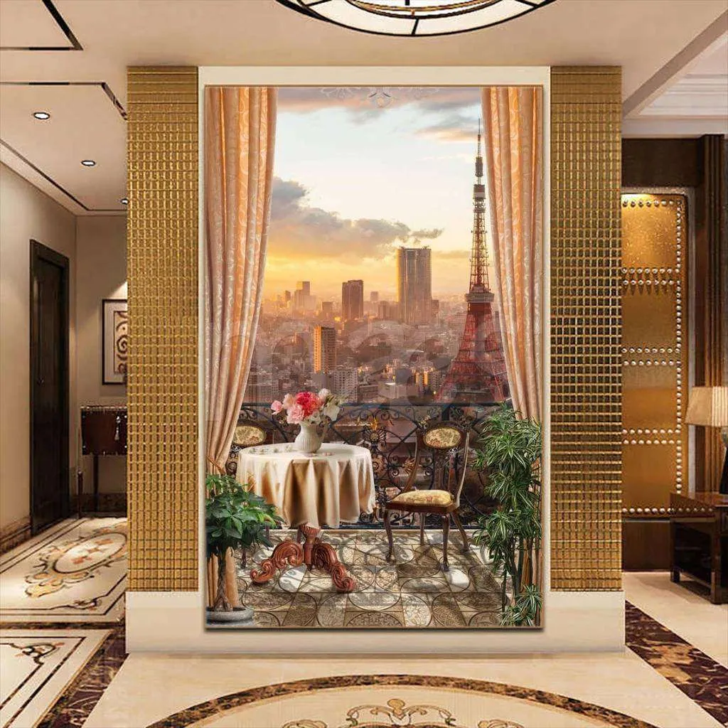 Фотообои в интерьере вид из окна на париж  7-897 фото