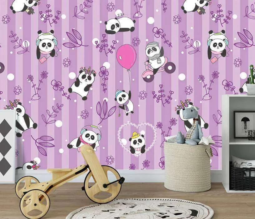 Фотообои в интерьере панды на розовом фоне  15-065 фото