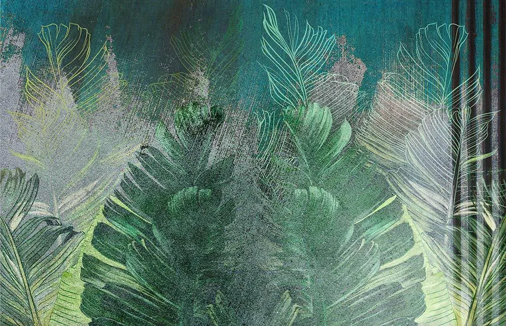 Фотообои в интерьере тропики в неоне  9-1825 фото