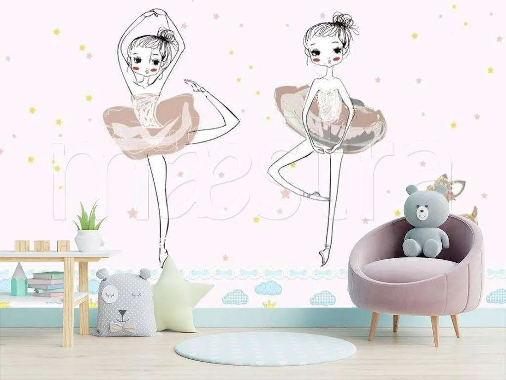 Фотообои в интерьере балерины и олененок  15-137 фото