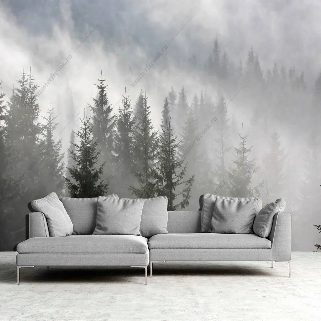 Фотообои в интерьере туманный рассвет  9-1167 фото