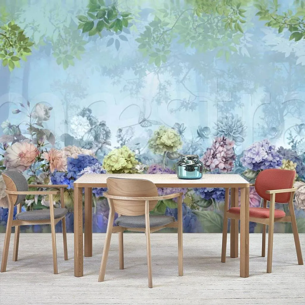 Фотообои в интерьере цветущие цветы в саду  7-535 фото