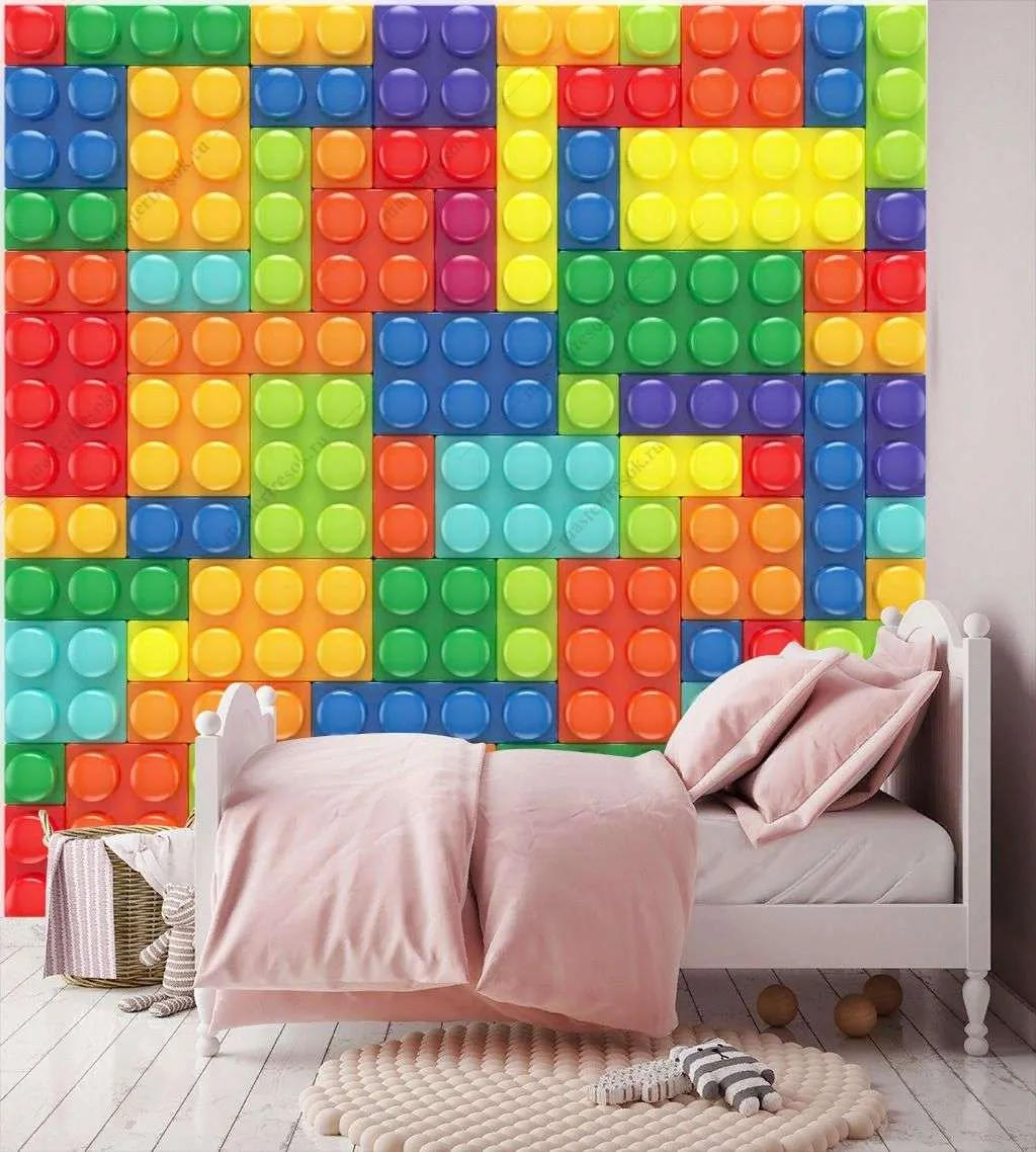 Фотообои в интерьере цветной лего конструктор  12-1352 фото