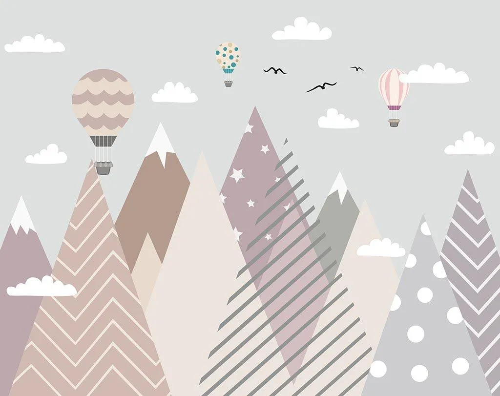 Фотообои в интерьере розовые горы в детскую девочки  14-681 фото