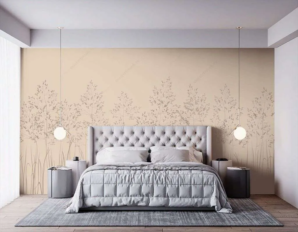 Фотообои в интерьере колоски на бежевом фоне  13-518 фото