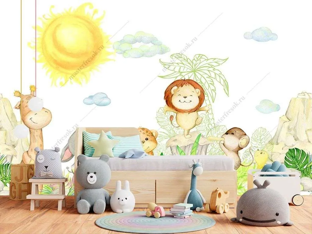 Фотообои в интерьере животные на солнечной полянке  12-1323 фото