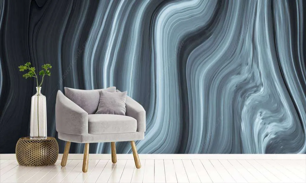 Фотообои в интерьере флюид арт - мрамор черный  9-943 фото