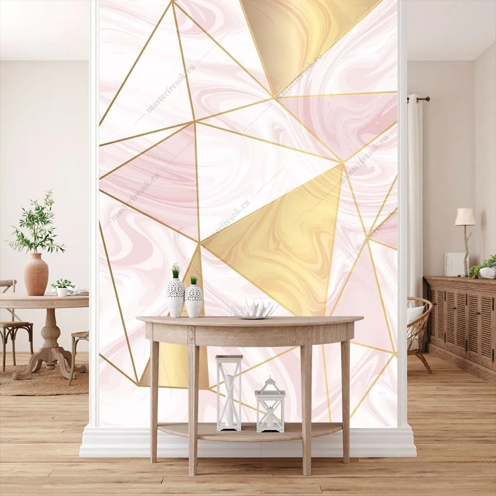 Фотообои в интерьере розовые узоры  9-1497 фото