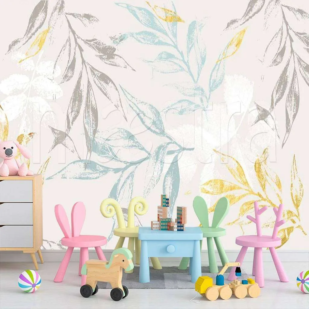 Фотообои в интерьере светлые веточки  15-512 фото