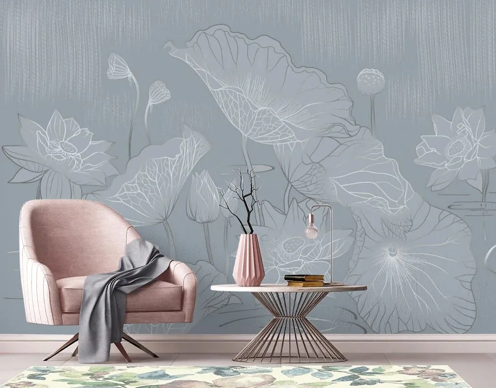 Фотообои в интерьере листья кувшинок  13-729 фото