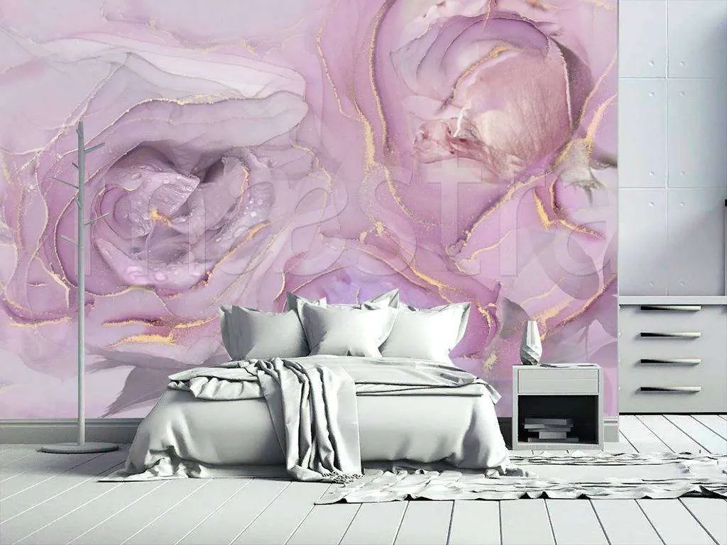 Фотообои в интерьере розовый арт  7-998 фото