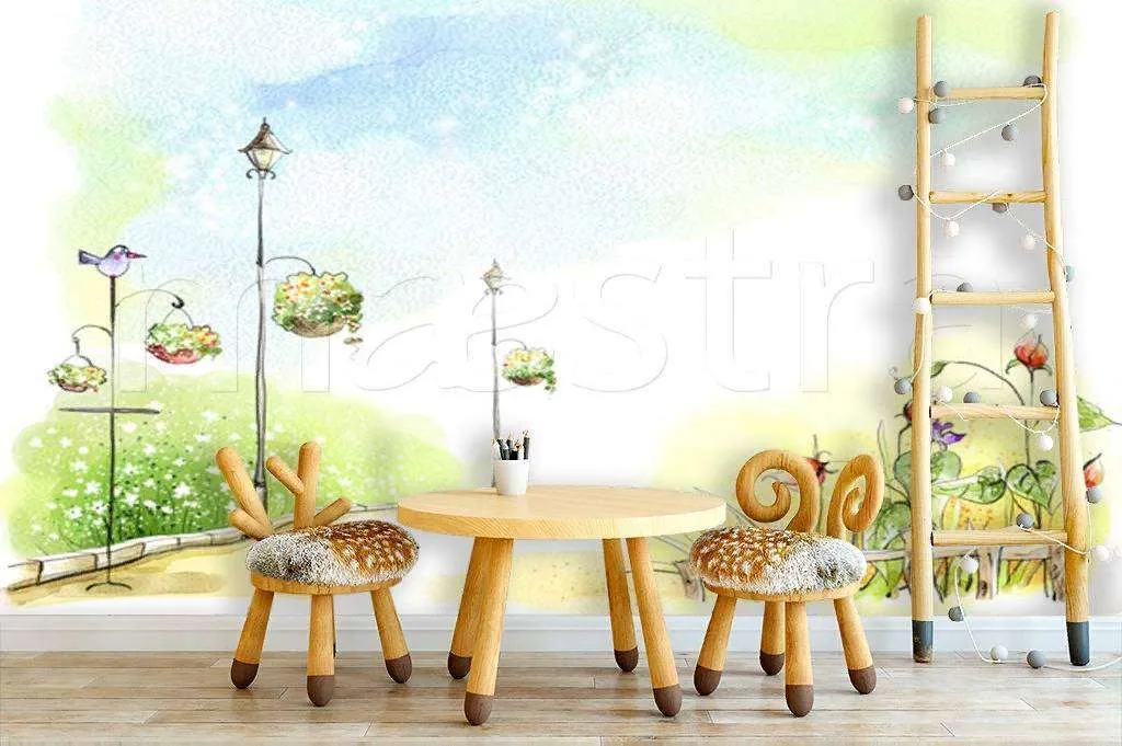 Фотообои в интерьере улочка с фонарями  12-314 фото