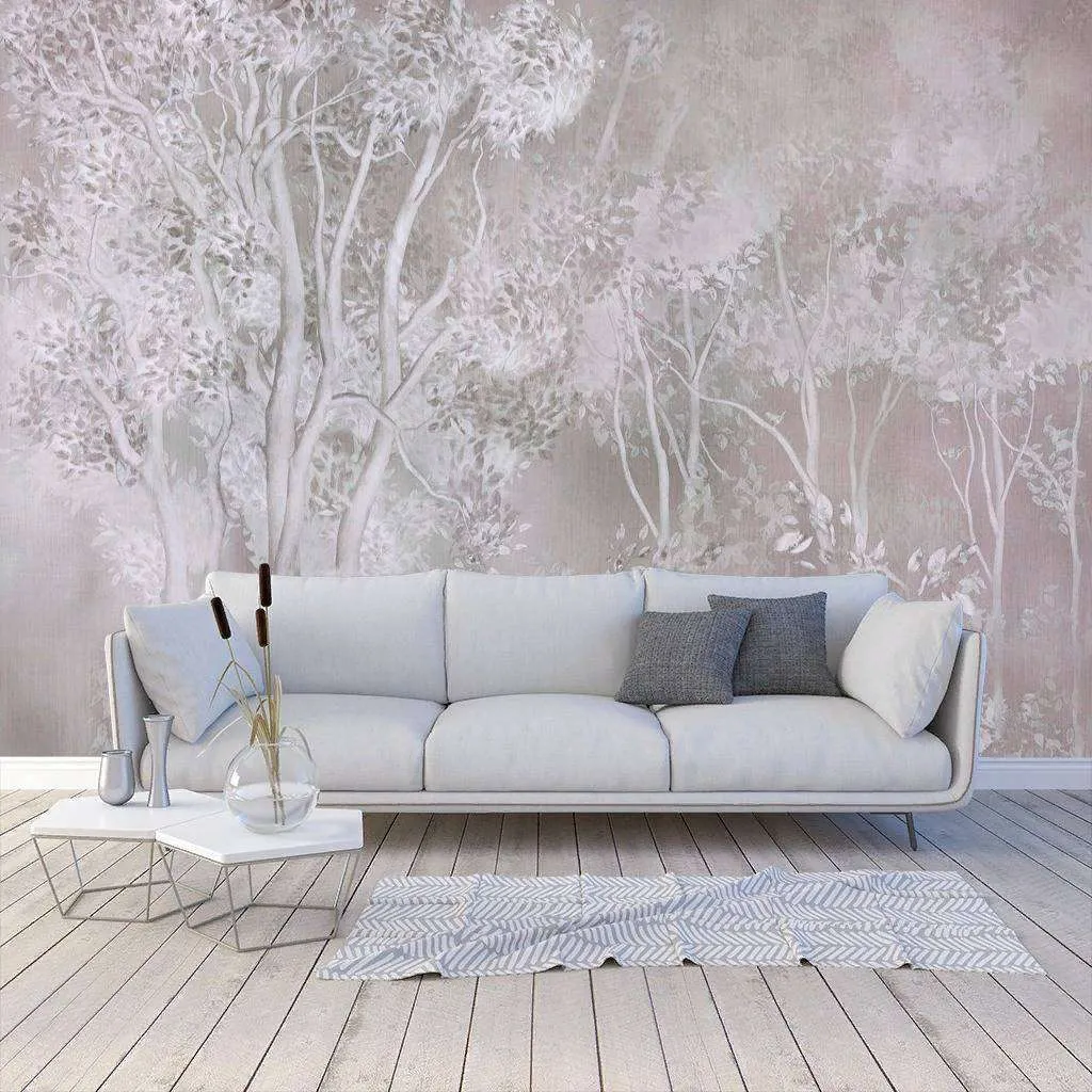 Фотообои в интерьере деревья туманные  13-236 фото