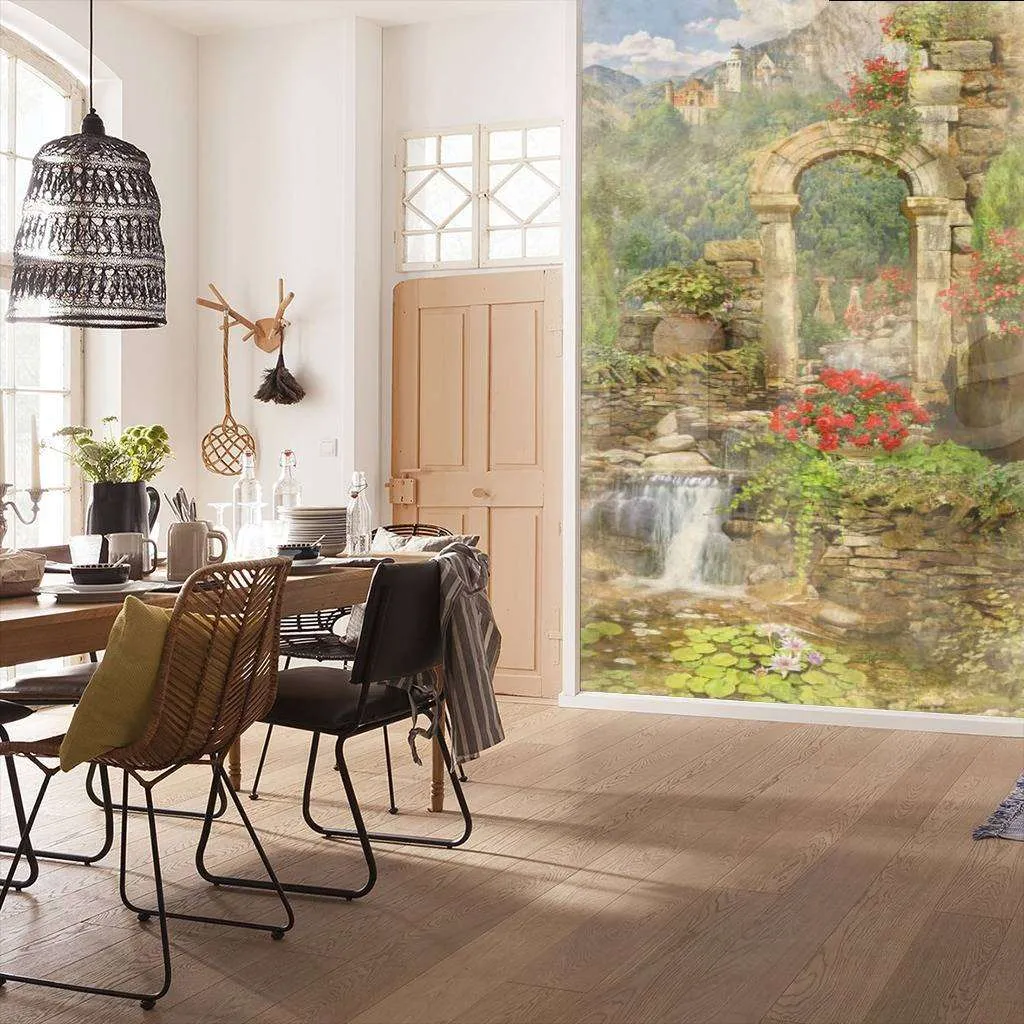 Фотообои в интерьере арка с видом на странный город  11-073 фото