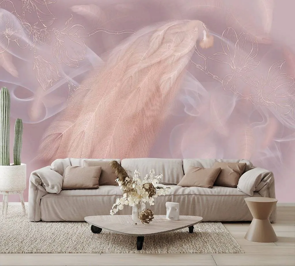 Фотообои в интерьере перья нежные  13-263 фото