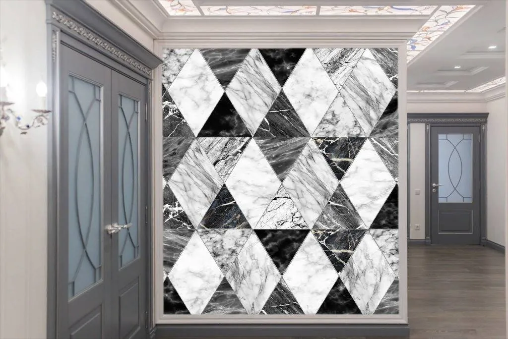 Фотообои в интерьере черно белая геометрия  10-760 фото