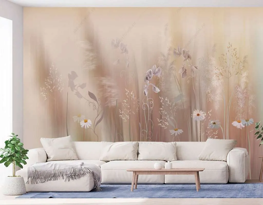 Фотообои Бесшовные обои на стену:  Луговые цветы. Артикул: 13-512  