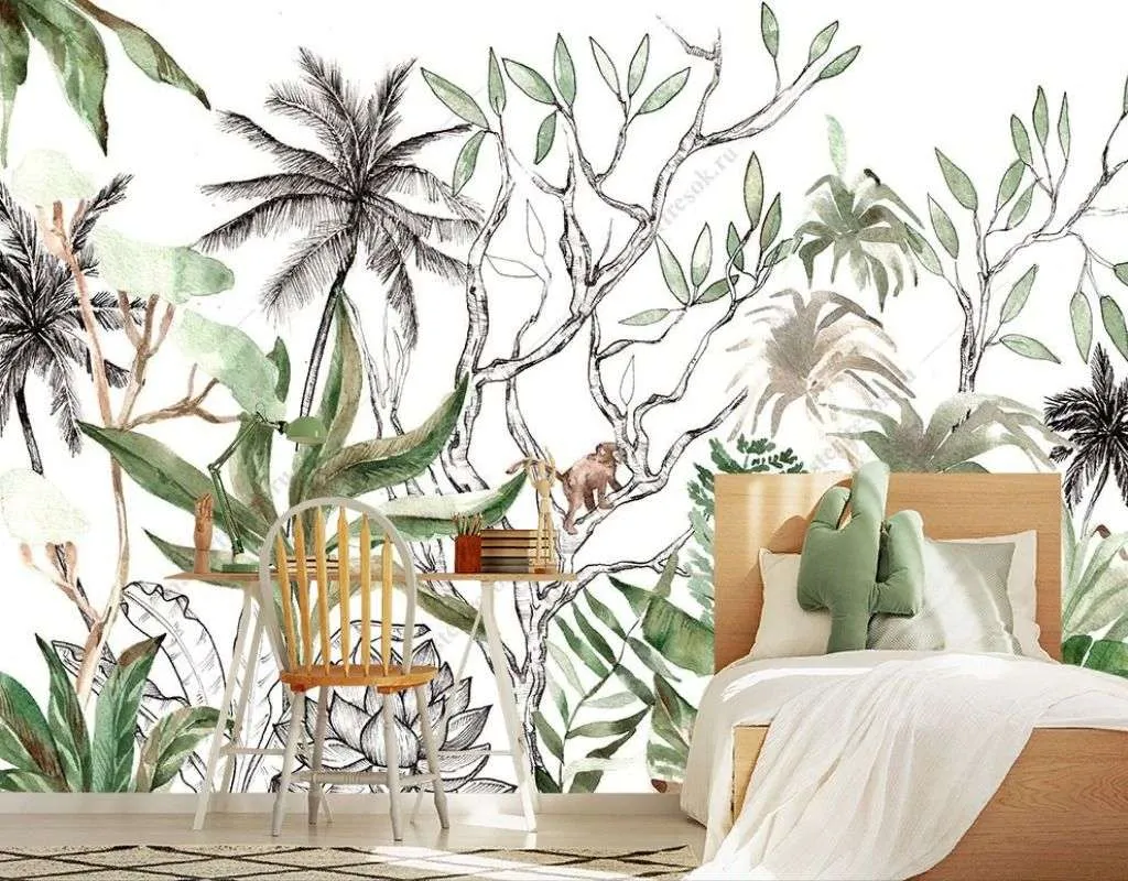 Фотообои в интерьере тропические джунгли  14-588 фото