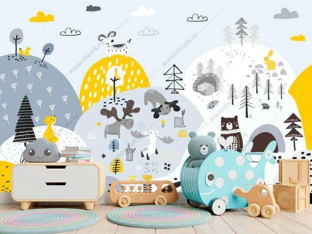 Фотообои Бесшовные обои на стену:  Горы в детскую. Артикул: 12-1019  